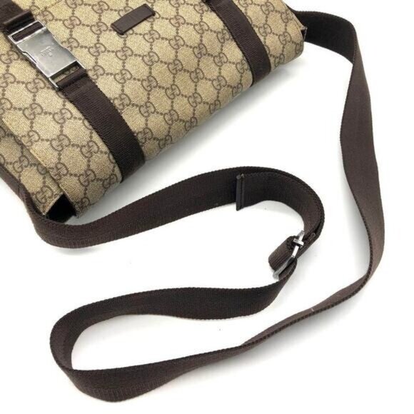 Authentic Gucci GG Supreme Web Canvas Sherry Messenger Bag Monogram Flap Tote - Picture 10 of 14